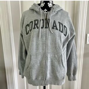 Unisex Coronado (San Diego) Full Zip Sweatshirt w/ Pockets, Light & Dark Gray, M